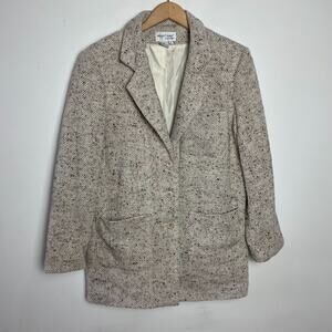 Vinage 80s 90s Tweed Blazer Womens Large Academia Classic Preppy Old Money